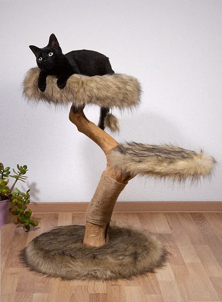 Design Kratzbaum Katzenmöbel Katzenbaum Jute Katzen Kratzsäule Kletterbaum Braun