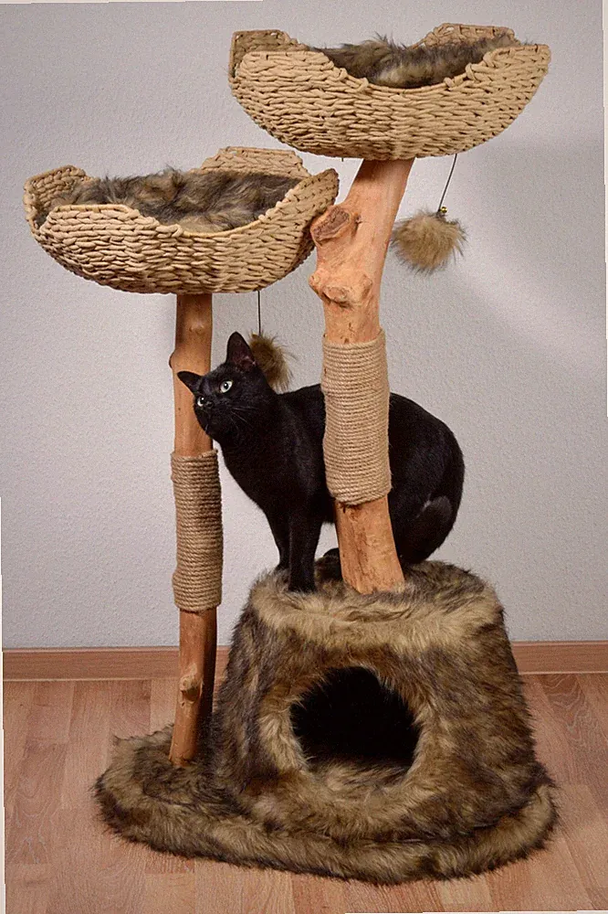 Design Kratzbaum Katzenmöbel Katzenbaum Jute Katzen Kratzsäule Spielbaum Braun