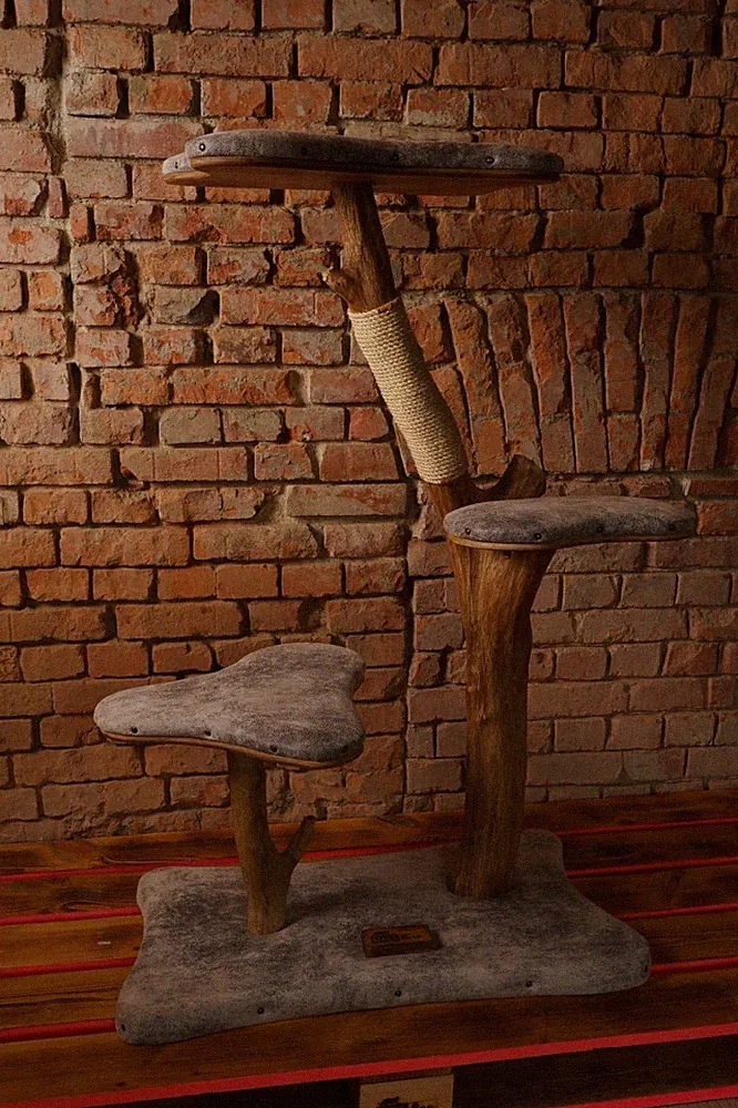 Design Luxus Kratzbaum Kletterbaum Sisal Echtholz Eiche Natur Unikat Edler Stoff