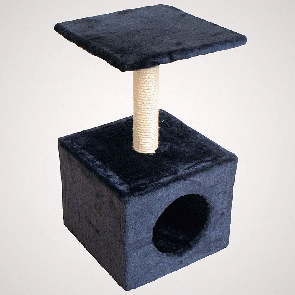 Duvo+ Kratzbaum Christa blau 31x31x57 cm für Katzen - Kuschelhöhle & Sisalsäule