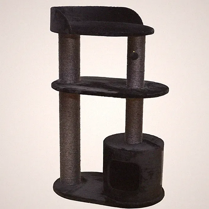 EBI Kratzbaum Bedford 127 cm schwarz für Katzen mit Hütte und Spielball
