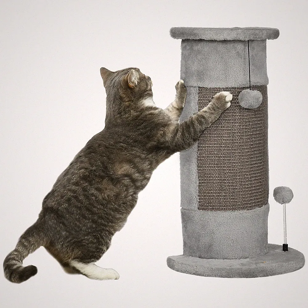 Eck-Kratzbaum für Katzen bis 5 kg – platzsparend, Plüsch & Sisal, Spielzeug