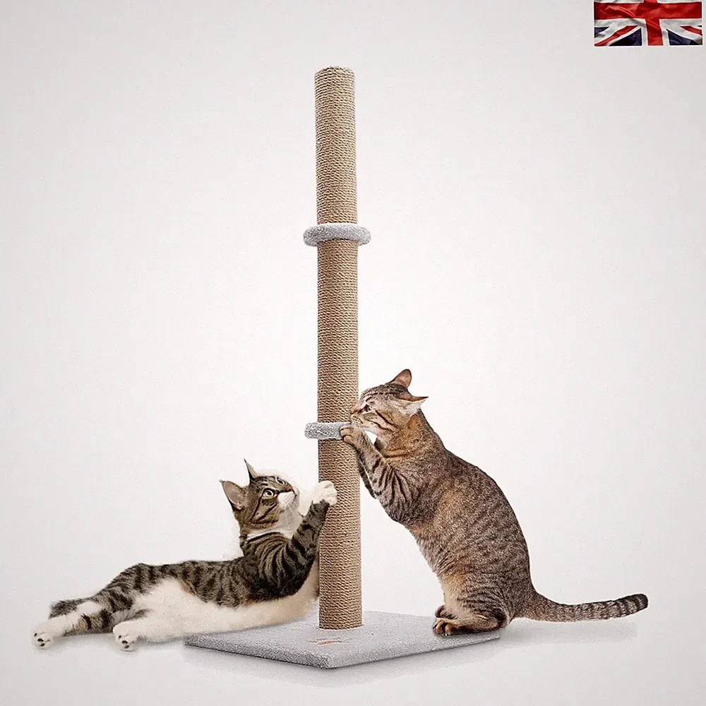 Eleganter Katzenkratzbaum 89 cm grau - Plüschfuß & Sisalstange für aktive Katzen