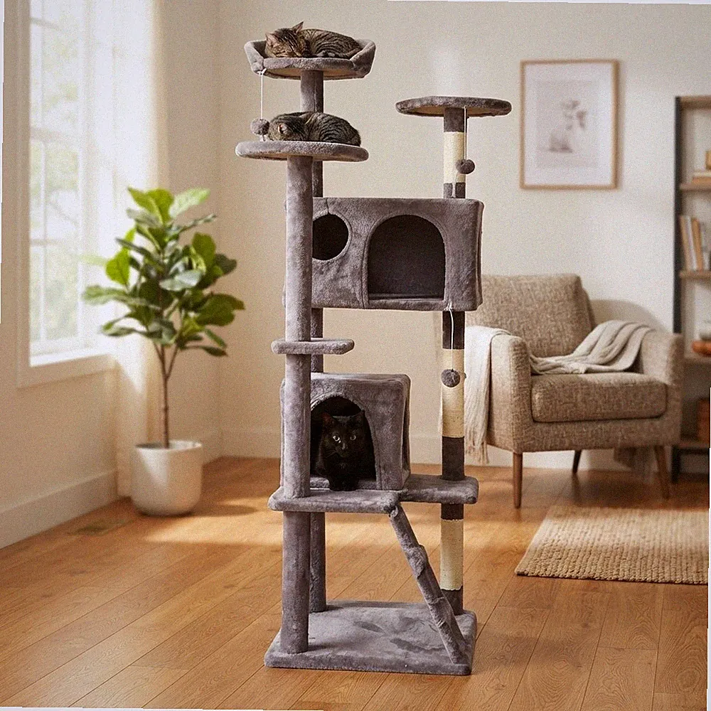 Eleganter mehrstöckiger Kratzbaumturm 156 cm mit gemütlichen Eigentumswohnungen & Kratzbaum