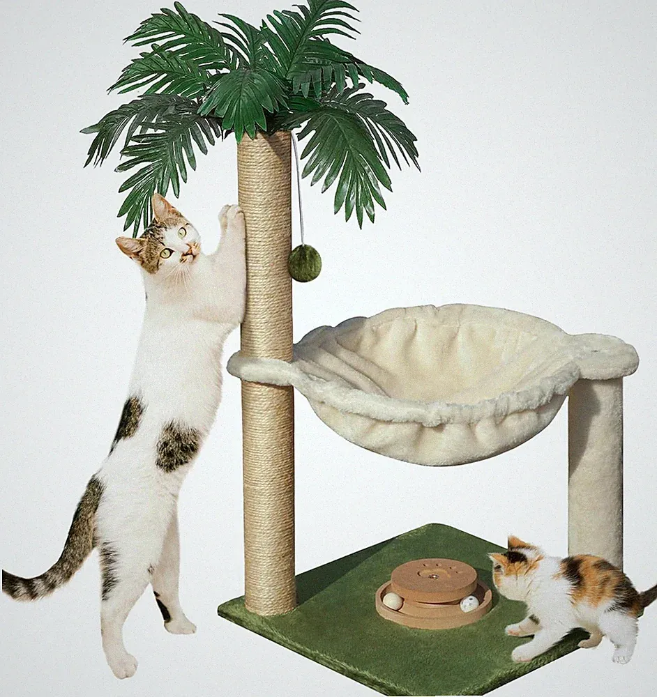 Fantasreen Katze Kratzbaum 70cm Kleiner Kratzbaum Turm mit Hängematte