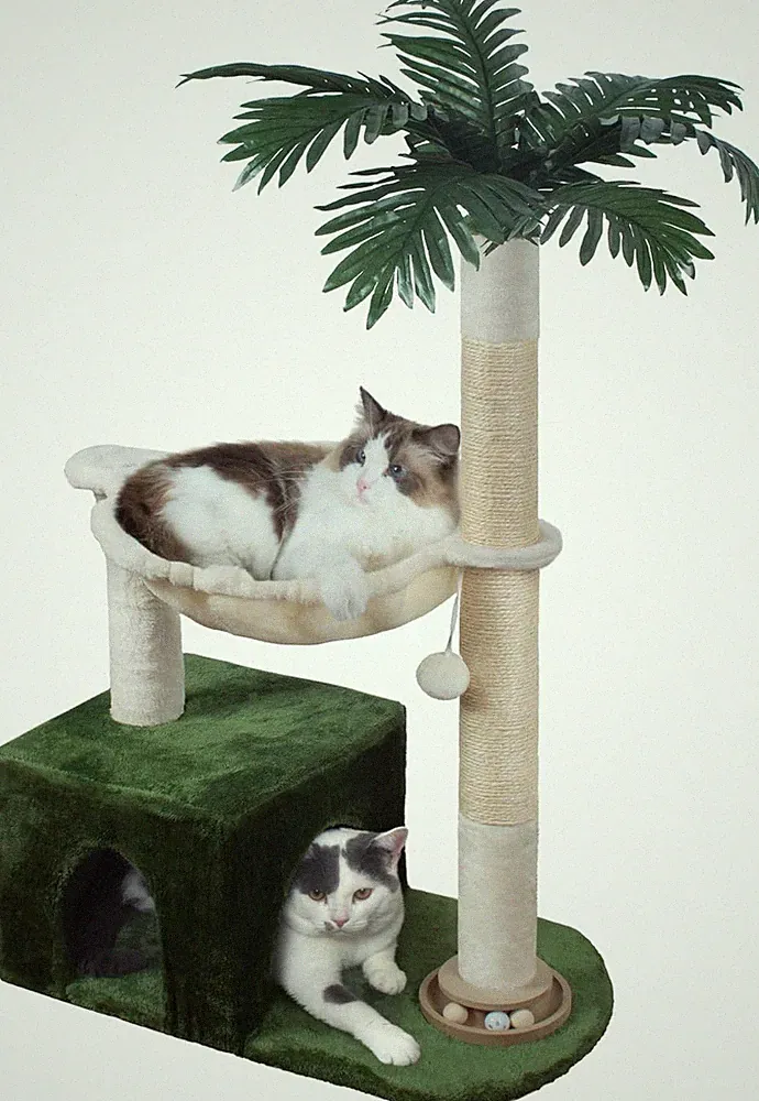 Fantasreen Katzenkratzbaum 95 cm Metall Hängematte Weiß