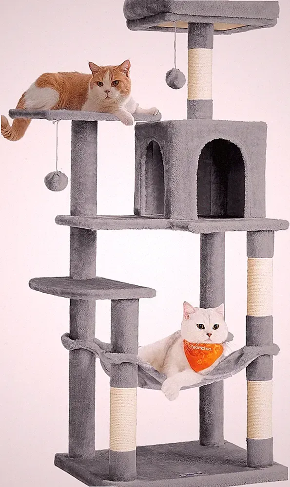 Feandrea Kratzbaum, 143 Cm Hoch, Katzenbaum, Mehrstöckiges Katzenhaus, Mit 4 Kra