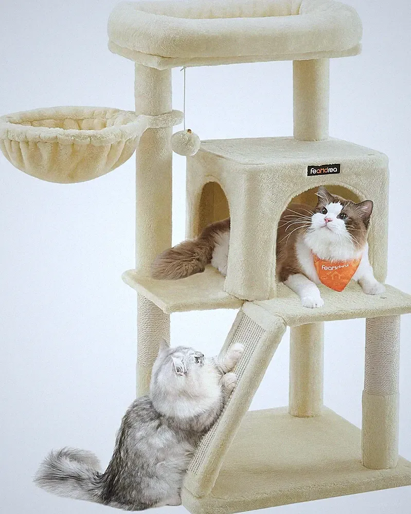 Feandrea Kratzbaum, 96 Cm Hoch, Katzenbaum Mit Großer Plattform, Katzenkratzbaum
