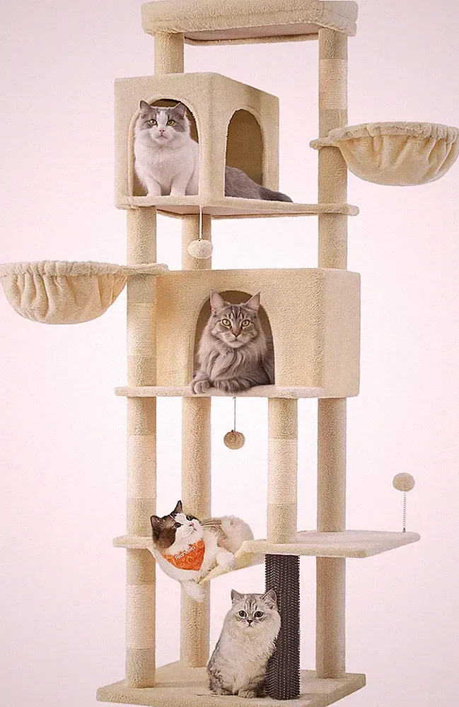 Feandrea Kratzbaum Groß, 190,7 Cm Hoch, XXL, Mehrstöckiger Katzenbaum Mit 2 Höhl
