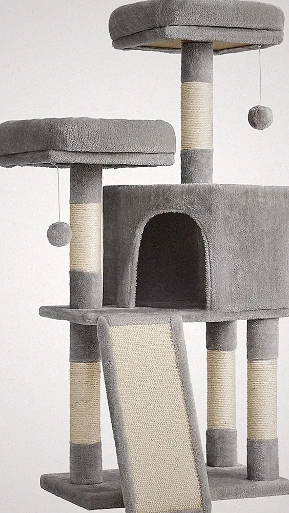 FEANDREA Kratzbaum Klein, Katzenbaum Mit Kratzbrett, Plattformen, Für Katze, Wei