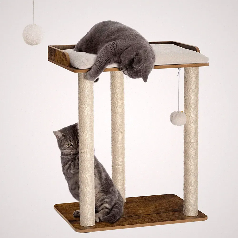 FourFurPets Katzenkratzbaum 68 cm hoch mit drei 60 cm Vollsisal