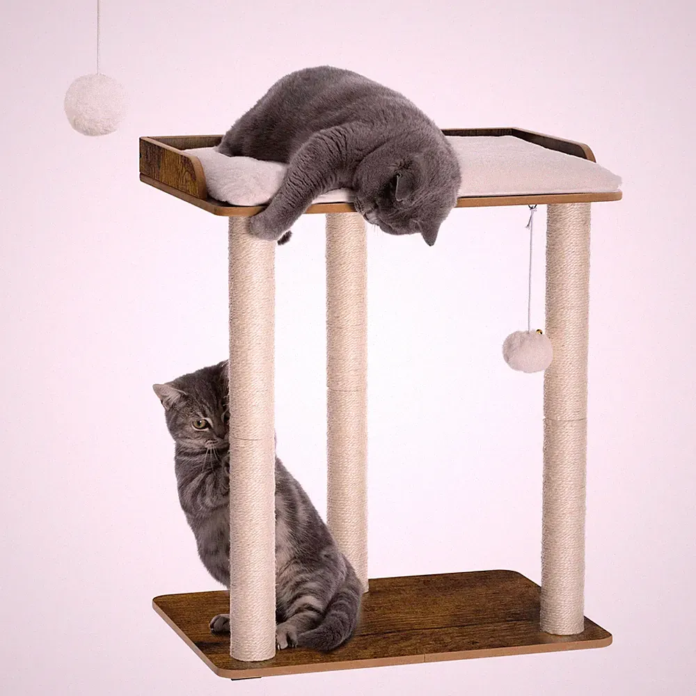 FourFurPets Katzenkratzbaum 68 cm hoch mit drei 60 cm Vollsisalen