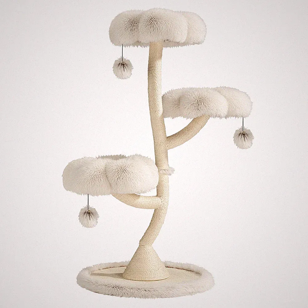 Fudajo Designer Kratzbaum 3 Mulden Katzenkratzbaum Katzenbaum Katzenmöbel Katze