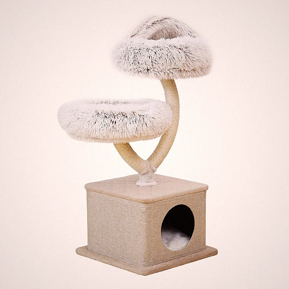 Fudajo Kratzbaum Zweigdesign 95cm Katzenhaus Höhle Plüsch Sisal Katzenkratzbaum