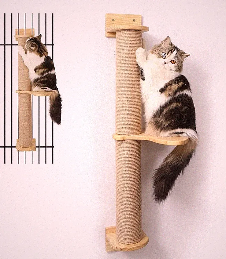 FUKUMARU Cat Activity Baum Sisal Kratz Jutebaum Wandmontage Pedalregal