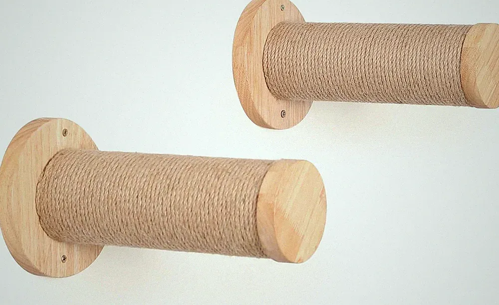FUKUMARU Katzen Wandmöbel Katze Klettertritt 30cm Wandmontage Jute Kratzpos