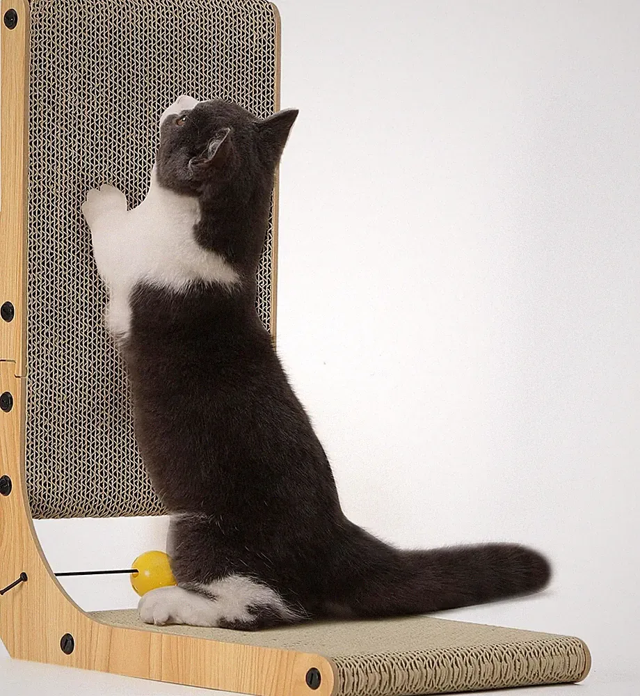 FUKUMARU Katzenkratzbrett 48 cm L-förmig Karton Kratz