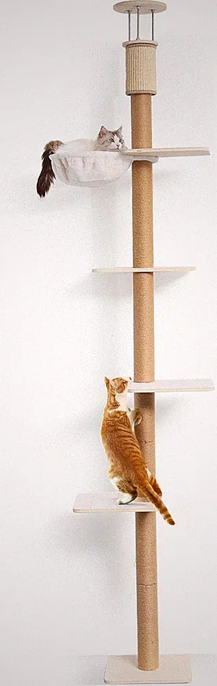 FUKUMARU Kratzbaum, 4 Etagen Bis Zur Decke Reichender Katzenturm(250-274Cm), Wan