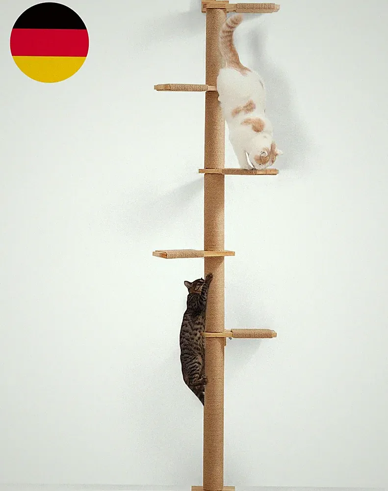 FUKUMARU Kratzbaum, 5 Etagen Bis Zur Decke Reichender Katzenturm(206 Cm), Wandmo