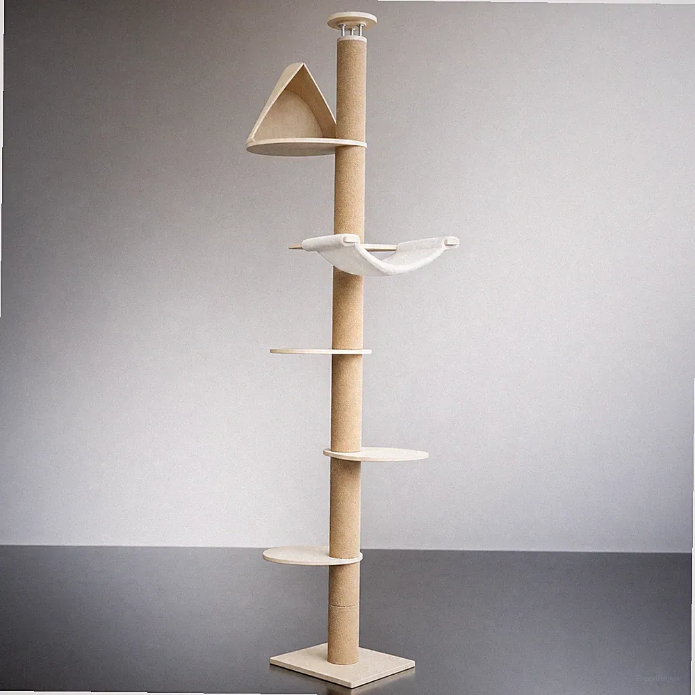 FUKUMARU Kratzbaum 6 Etagen 282-305cm Gummibaumholz 65 kg Hängematte NEU OVP