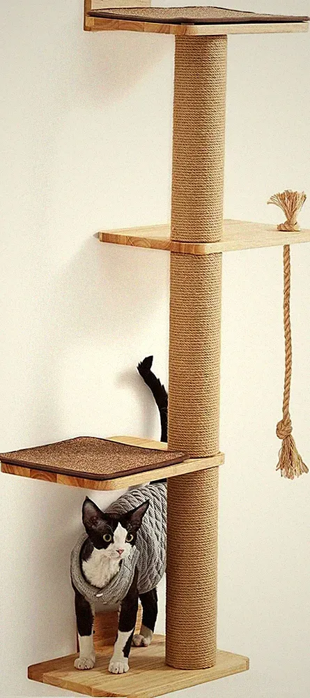 FUKUMARU Kratzbaum für Katzen Wandmontage 127,7 cm Katzenbaum mit Katzenbett