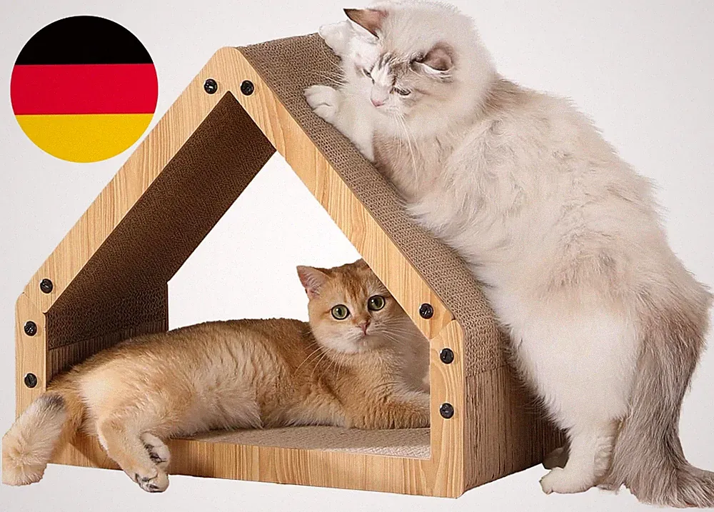 FUKUMARU Kratzbrett Katzen, Extralange 42 Cm Hausform Kratzpappe Für Katzen, Cat
