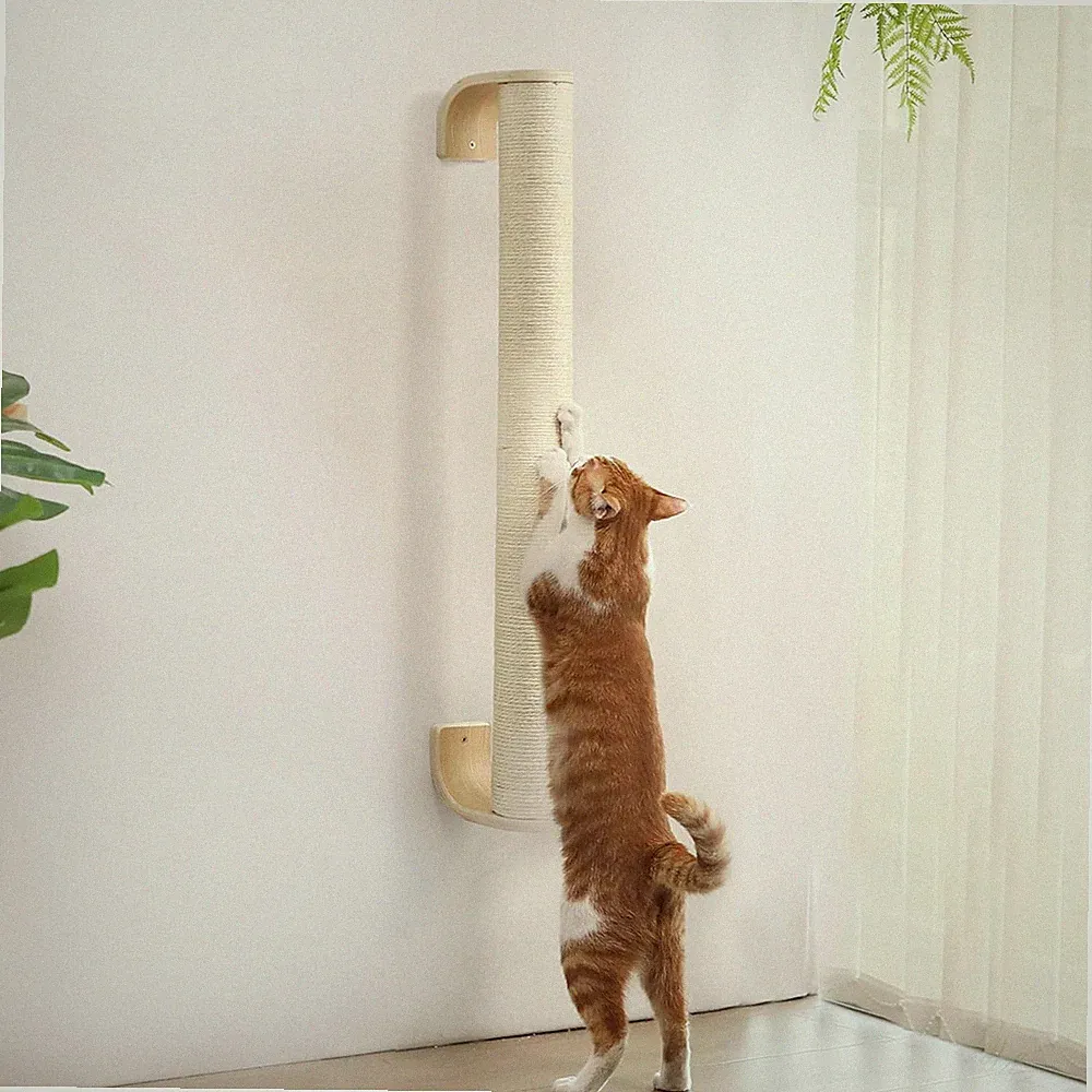 FUKUMARU Wandkratzsäule Katzen, 71 cm großer Kratzbaum zur Wandmontage, S