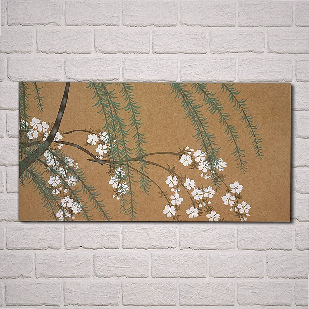 Glasbilder Wandbild Druck auf Glas 100x50 Malerei Baum Zweige Blätter Blumen