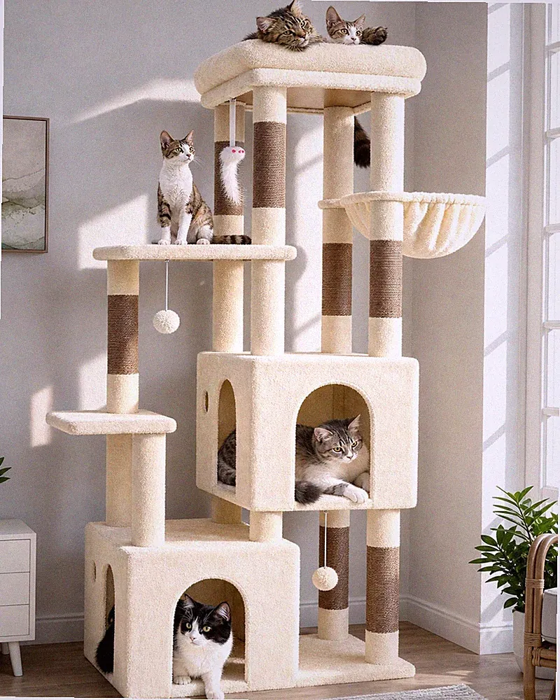 Globlazer F61 Kratzbaum mit geräumiger Höhle und Plattform für große Katzen