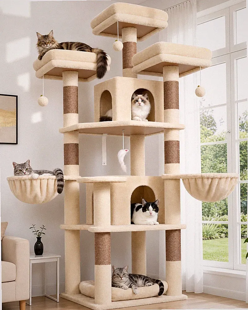 Globlazer F68B Kratzbaum LuxusKletterturm mit 3 Liegeplätzen & 2 Höhlen