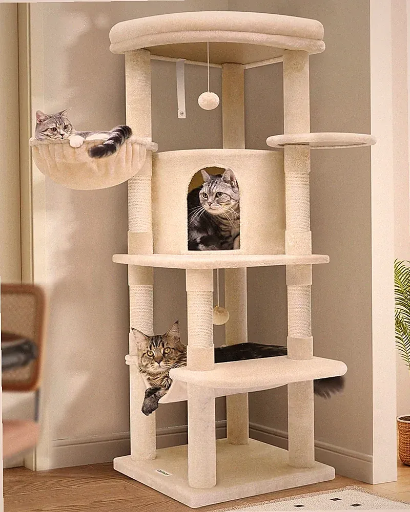 kratzbaum grosse katzen stabil beige