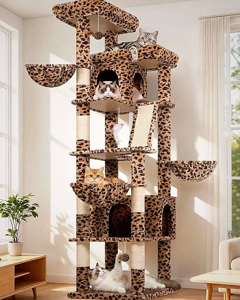Globlazer Kratzbaum Leoparden XXL 204 cm 2 Plattformen 5