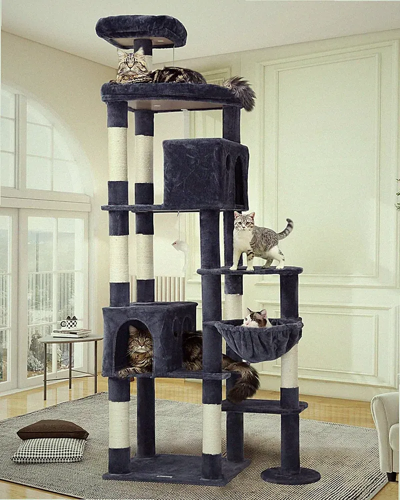 Globlazer Kratzbaum XXL Für Große Katzen 213 Cm Mit 2 Groß Katzenhaus, Extragroß