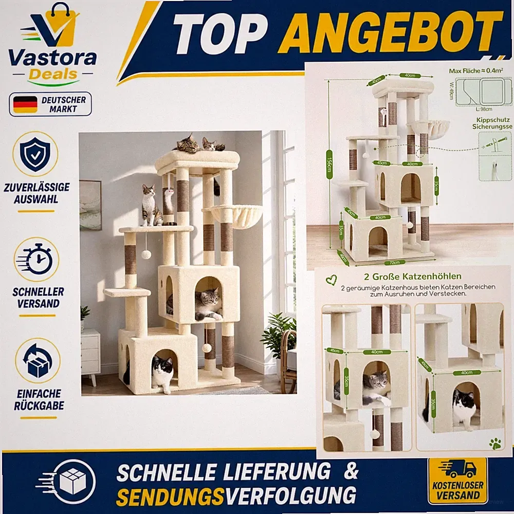 Globlazer Kratzbaum XXL für große Katzen - Stabil & robust 156 cm