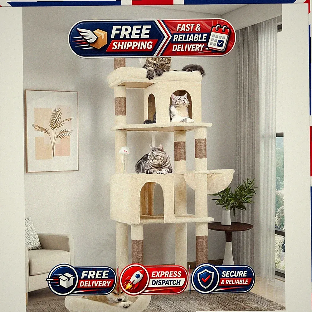 Globlazer S72 Kratzbaum XXL 183 cm für Große Katzen Beige Sisal Katzenhaus