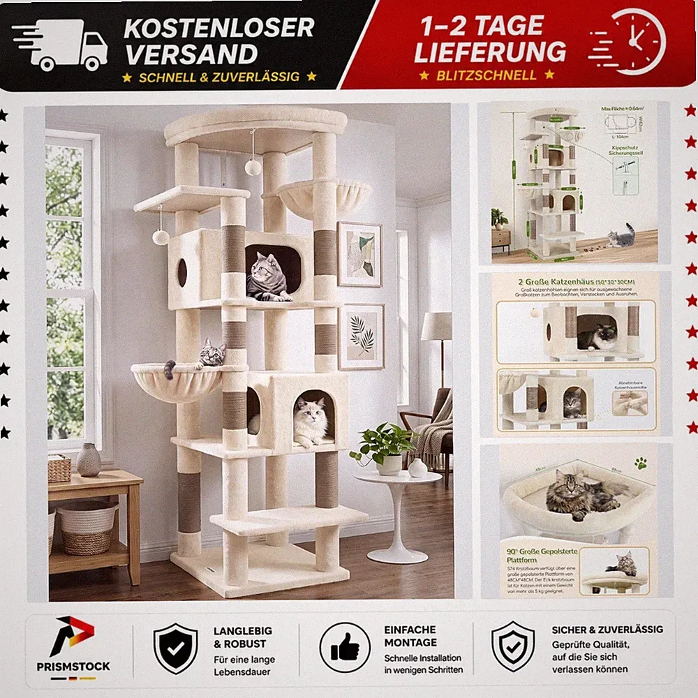 Globlazer S74 Kratzbaum XXL 188 cm Eck-Kratzbaum für große Katzen