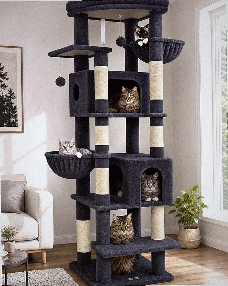 Globlazer S74 XXL Kratzbaum für 24 Katzen, stabil & hoch 188cm in Ecke