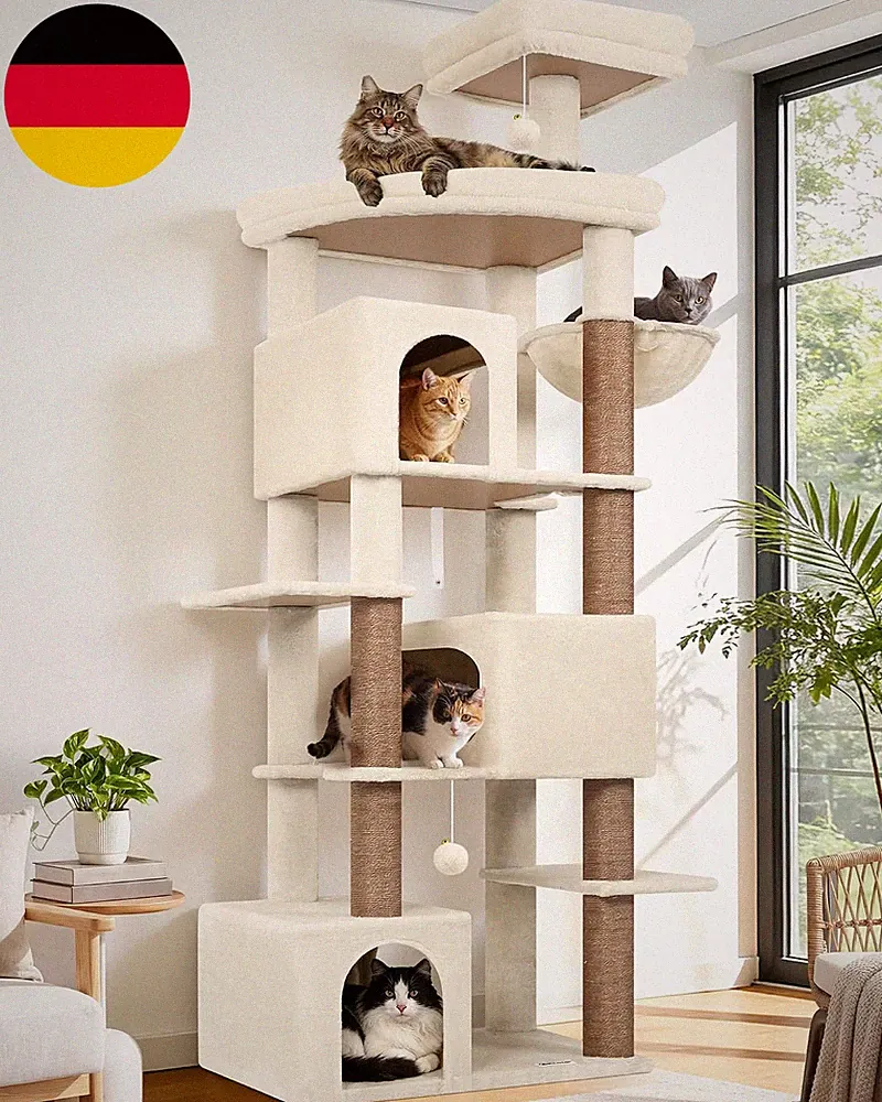 Globlazer S80 Kratzbaum Beige XXL 204 Cm Für 3/4/5 Große Katzen Katzenbaum | Ext