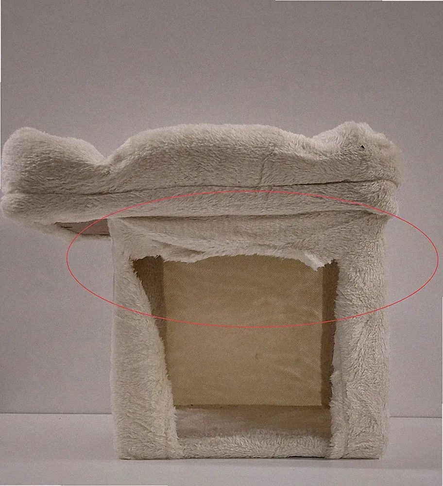 Groß XL Katzenkratzbaum, 2 Ebenen, Turmhaus, Beige, 84 cm, beschädigt