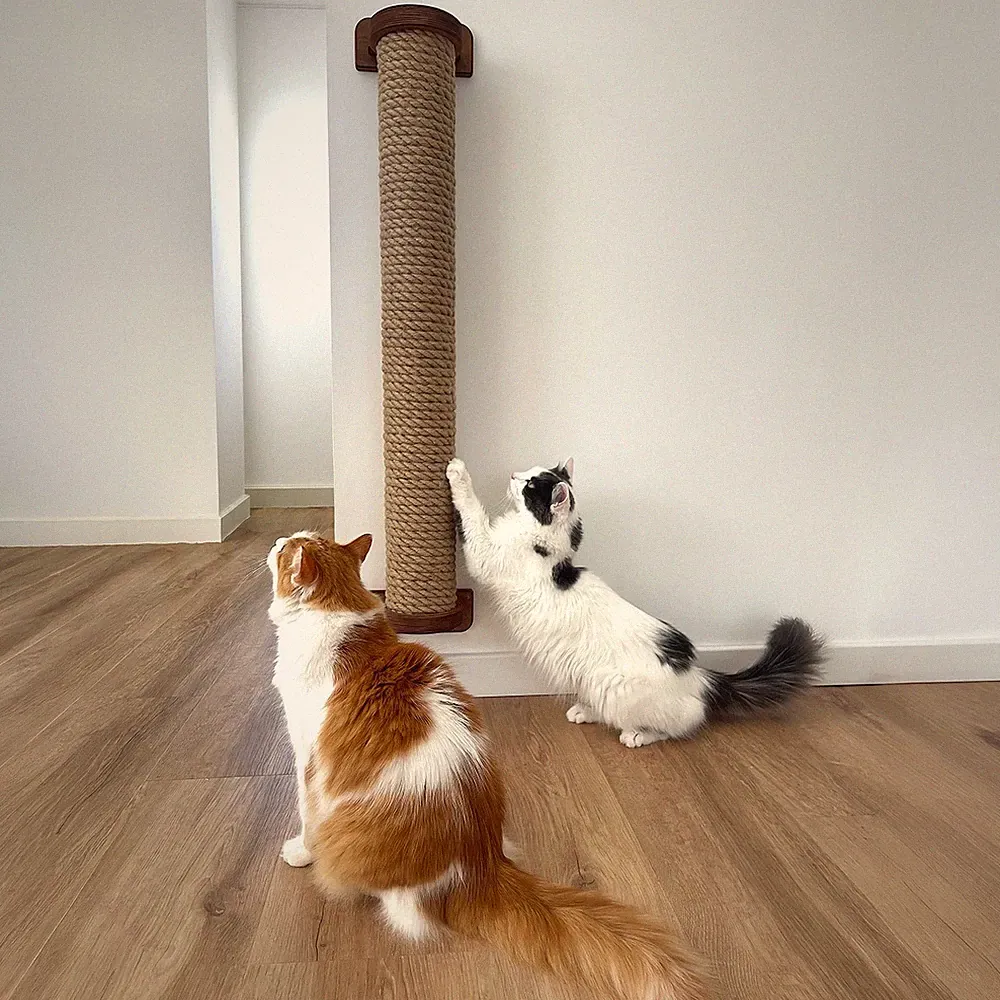Große Katzenkratzbaum Jute-Kratzer für Training + Dübel– Wandkratzsäule L 100 cm