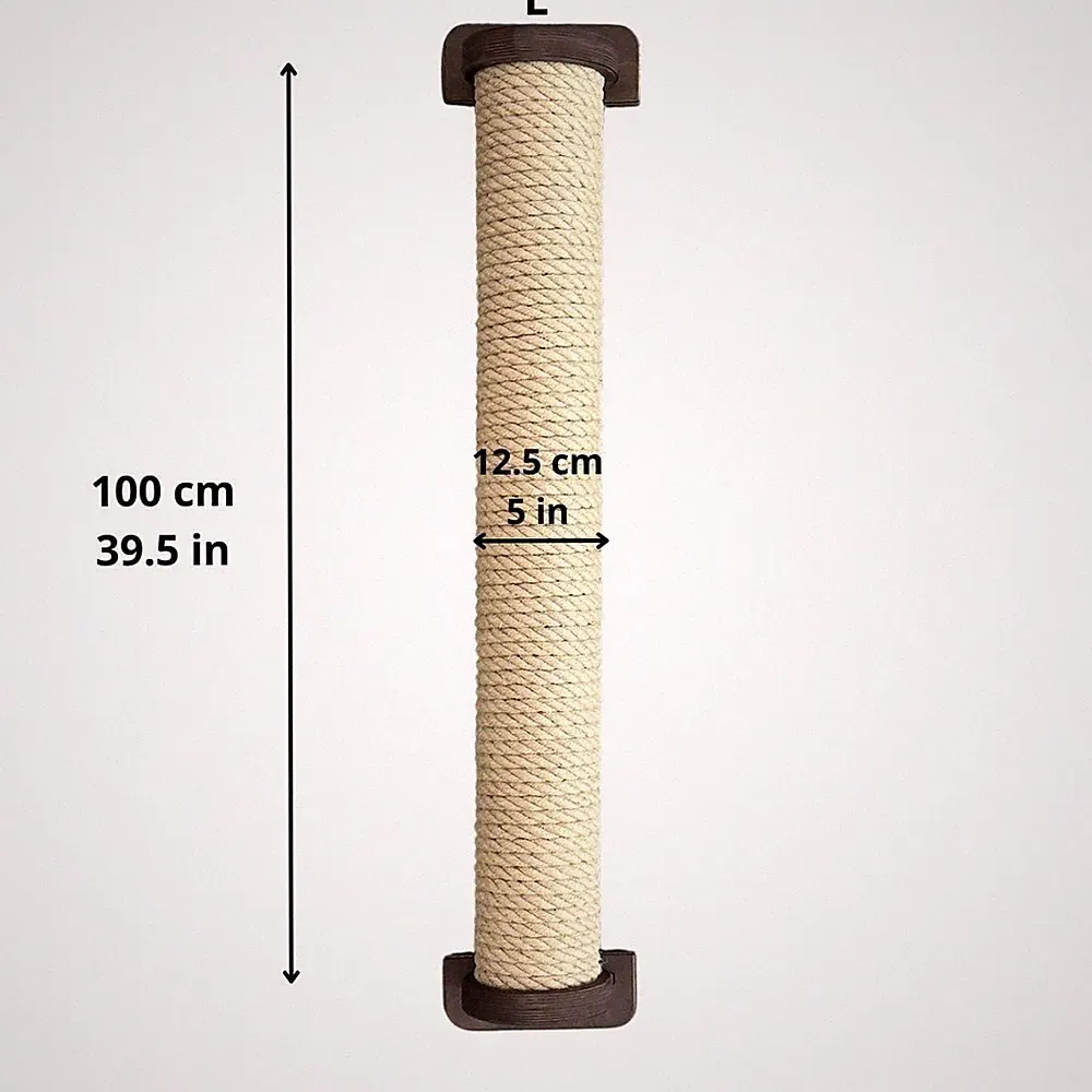 Große Kratzsäule für Katzen aus Holz mit Jute + Dübel – Kratzbaum 100 cm