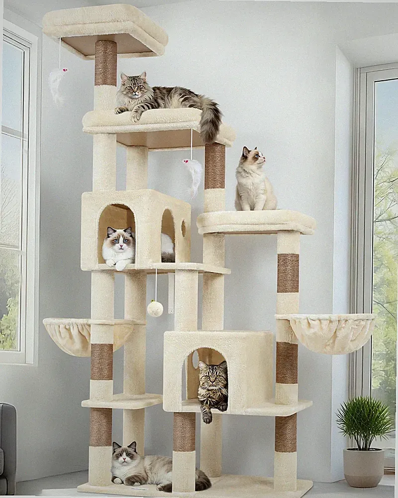 Großer 189 cm Kratzbaum XXL Stabil & Komfortabel für 3 bis 4 Katzen im Set