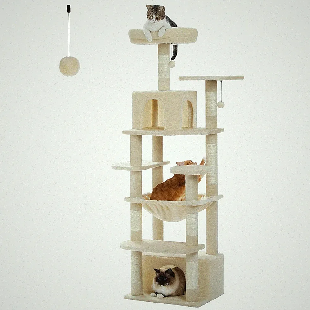 Großer Katzenbaum Sisal Kratzbaum Höhe 164cm Aktiv für Indoor-Katzen