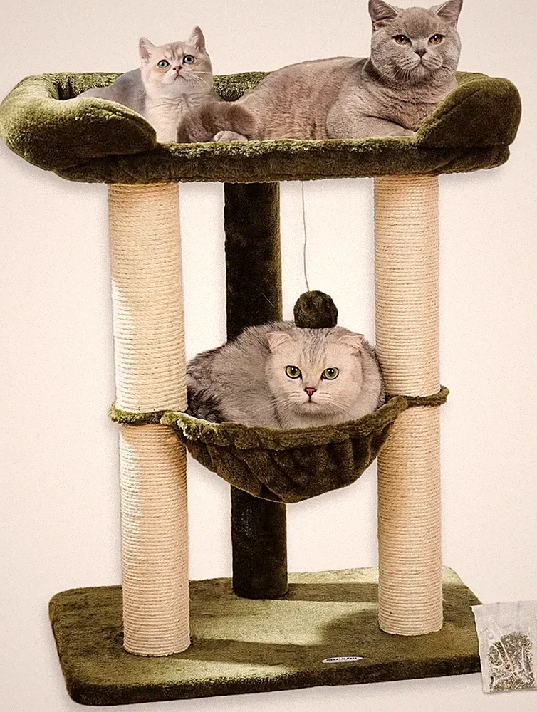 Großer Katzenkratzbaum 71 cm mit Liegefläche Hängematte & Sisal für große Rassen