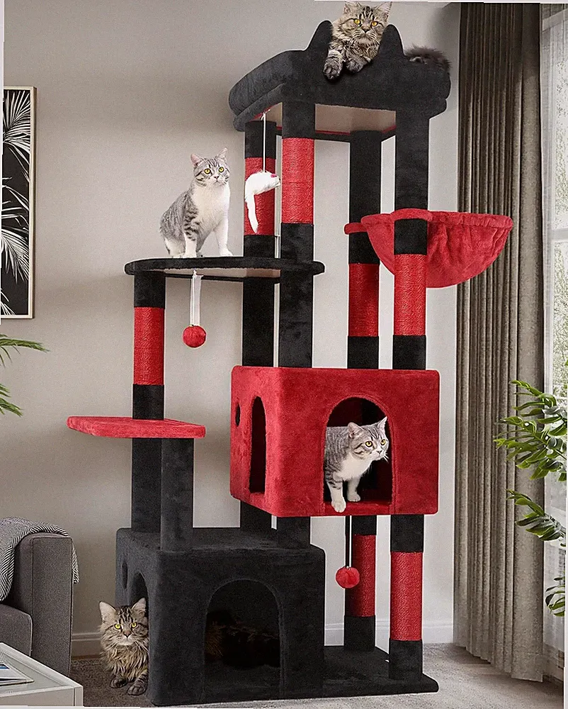 Großer Katzenkratzbaum für 2-4 Katzen stabile Plattformen Kratzbaum mit Höhle