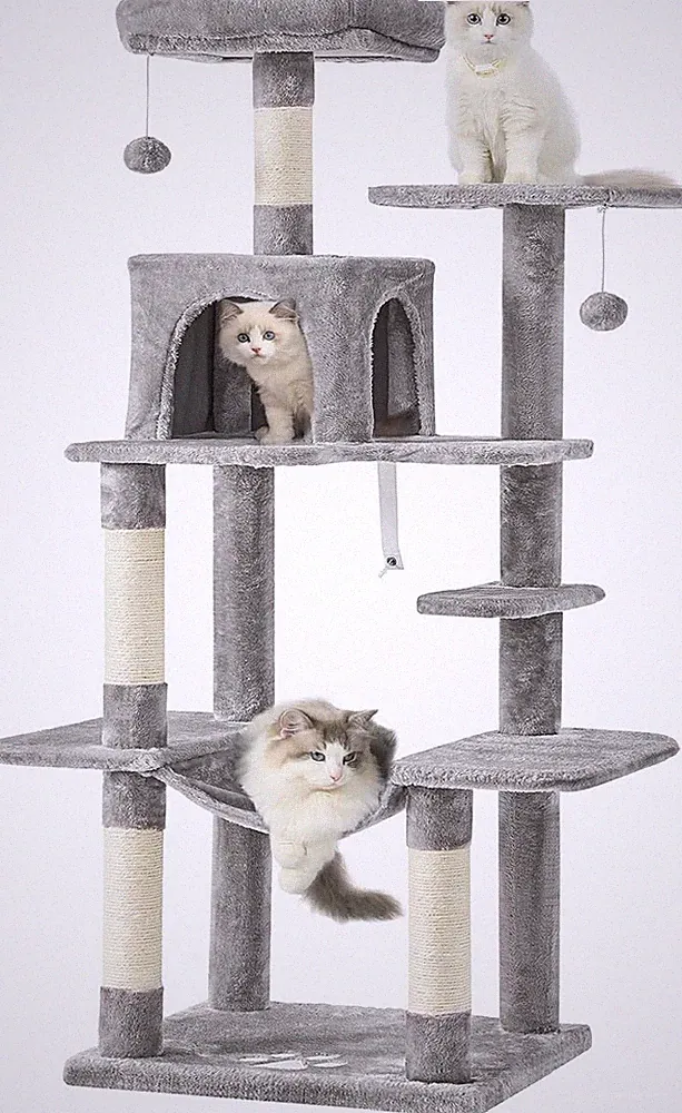 Großer Katzenkratzbaum Mehrstufig mit Höhle, Hängematte, Plüsch