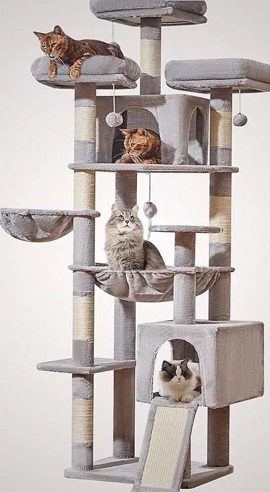 Großer Mehrstufiger Kratzbaum XXL für Große Katzen - Sisal, Hängematten & Höhlen