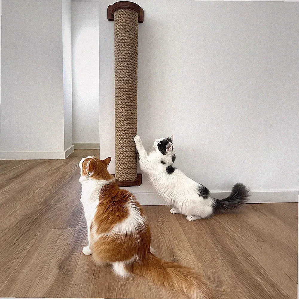 Großer Wandkratzbaum für Katzen 100 cm – Holzsäule mit Naturjute inkl. Schrauben