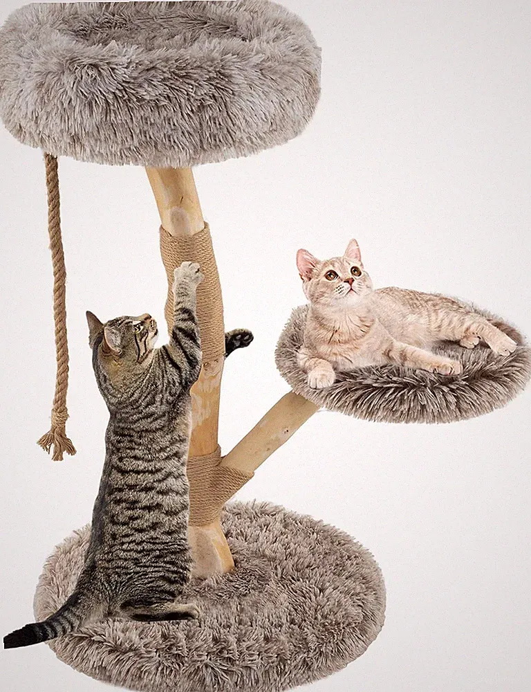 GYMAX Kratzbaum 90 Cm, Moderner Katzenbaum Mit Luxuriöser Plattform, Spielseil
