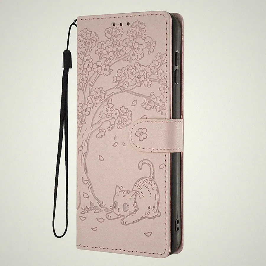 Handy Hülle für Samsung S9 S8 M56 Note 10 20 9 Baumgepresstes Leder Wallet Case